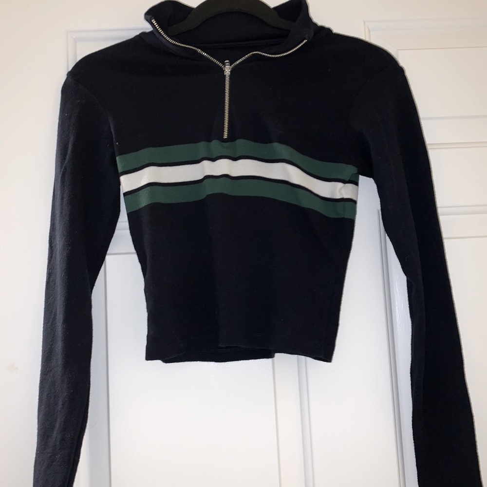 Brandy Melville Striped Collared Crop Top